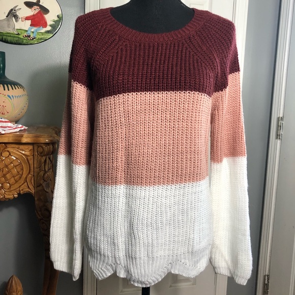 Harper Sweaters - Color Block Knit Crewneck Sweater